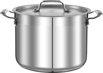 NutriChef 8 Qt Heavy-Duty Stockpot with Stainless Steel Lid - Induction Compatible Cooking Pot, Ideal for Soups and Stews, Silver