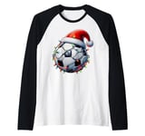 Futbol Table Soccer Table Football Christmas Hat Xmas Raglan Baseball Tee