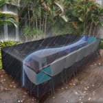 315x160x74cm, Housse Salon Pour 10-12 Sièges Imperméable, Housse De Protection Meubles Couverture De Jardin Pour Table, Canapé, Inclinable, Chaises, Noir