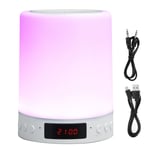 Speaker Alarm Clock Colorful Night Light Touch Control LED Desk Tab UK