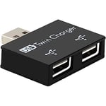 USB Hub 2 Port USB Twin Charger Adapter Mini USB Splitter 1 to 2 USB Converter for Surface Pro, Notebook, PC, iMac Pro, MacBook Air, Mac Mini/Pro, Laptop, USB Flash Drives, Data and Charging (Black)