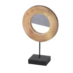 NATURAL LIVING" Miroir RONDIN DE Bois avec Pied Metal Noir Petit Model