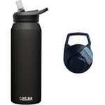 Camelbak Eddy+ Sst Vacuum Insulated Bottles - Black, 1L/ 32 oz & Chute Mag Accessory Cap, Black Bottle - 900 Camo/Multi-Coloured, N
