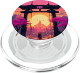 Cyberpunk Samurai en Vaporwave Anime Retro Vibes Esthétique PopSockets PopGrip pour MagSafe