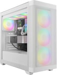 Athena M3 Boîtier PC Gamer ATX Tour Moyenne, Panneau Frontal en Maillage pour Le Flux d'air, 4 Ventilateurs ARGB PWM de 120 mm Inclus, Panneau Latéral en Verre Trempé, Blanc.[V1406]