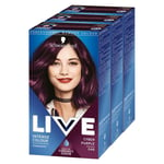 Schwarzkopf Womens 3x Live Intense Permanent Colour Hair Dye & Serum, 046 Cyber Purple - Cream - One Size