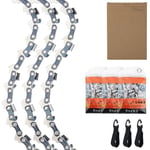 3-Pack Chainsaw Chain for 8 Inch (20cm) Bar, 33 Drive Links, 3/8" LP Pitch, 050" Gauge, Low-Kickback Saw Chain fits for Einhell, Bosch, Black & Decker, Ryobi and More