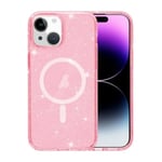 iPhone 15 Plus/14 Plus Mobilskal Glitter Magsafe - Rosa