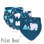 3pcs Baby Cotton Bibs Triangle Scarf Saliva Towel Polor Bear