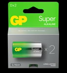 GP Super Alkaline D -akku, 13A/LR20, 2 kpl