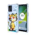 WOKEZ Coque pour Motorola Moto E13, Transparente TPU Coque pour Motorola E13 avec Tigre, Clear Slim Antichoc TPU Phone Case Cover pour Moto E13 Girly Bumper Protection-A31