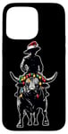 Coque pour iPhone 15 Pro Max Bull Rider Chapeau de Noël Motif taureau