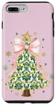 Coque pour iPhone 7 Plus/8 Plus Noeud en ruban rose coquette vert sapin de Noël Preppy Holiday