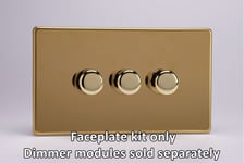 Varilight WDVD3S Matrix Faceplate Kit, screwless polished brass, 3-gang