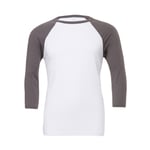 Bella Canvas Unisex 3/4 Sleeve Baseball Tee - T-shirt - White/Asphalt - L