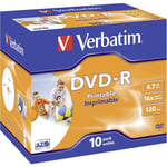 DVD-R vierge Verbatim 16XDVD-R PRINTABLE 10ER PACK JC 10 pc(s) 4.7 GB 120 min