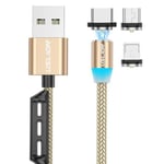 CABLE COMPATIBLE 1 METRE EMBOUT MAGNETIQUE POUR IPHONE XIAOMI SAMSUNG GOLD OR