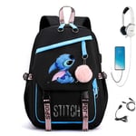 Lilo & Stitch Ryggsäck USB Laddning Laptop Unisex för Barn Tonåringar-WELLNGS