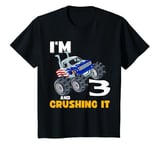 Youth American Flag Truck 3 Years Old Boys Im 3 And Crushing It T-Shirt