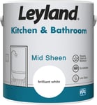 Leyland Kitchen & Bathroom Mid Sheen, Brilliant White Paint, 2.5 Litre