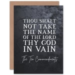 Ten Commandments Thou Shalt Not Take Name Of The Lord In Vain Christian Bible Verse Quote Scripture Typography Sealed Greetings Card