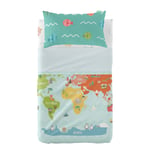 Jeu de draps HappyFriday Happynois World Map Multicouleur Lit de bébé 2 Pièce