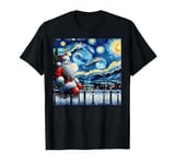 Christmas Snowy Night Xmas Santa Claus Van Gogh Starry Night T-Shirt