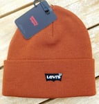 LEVI STRAUSS Burnt Brown Cuff BEANIE HAT UNISEX Toque MADE IN ITALY LEVI'S