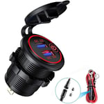 Aiducho - Chargeur Usb Qc 3.0 Pour Moto, Prise Usb De Voiture Étanche 12 V/24 v Avec Interrupteur Et Led, Pour Voitures, Motos, Bus, Remorques,