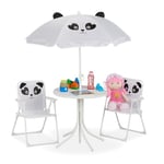 Relaxdays Blanc Ensemble Camping, Chaise Enfants avec Abat-Jour, Pliable et Table, Panda