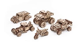 EWA Eco-Wood-Art Ensemble DE VÉHICULES Vehicles Lot de 364 Puzzles en Bois 3D pour Adolescents et Adultes Kit de Transport mécanique à Monter soi-même, Pas Besoin de Colle, Set, Naturel