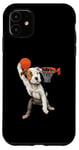 iPhone 11 Vintage Pitbull Dog Playing Basketball Dog Sports Game Lover Case