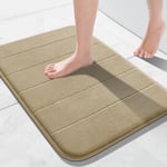 Yimobra Memory Foam Bath Mat, 43 x 61 cm, Soft and Comfortable, Super Water Absorption, Non-Slip, Thick, Machine Wash, Easier to Dry for Bathroom Floor Rug, Camel