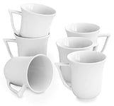 MALACASA Série Carina 6 Tasses à Café en Porcelaine, 290 ml Mugs Blanches pour Thé Capuccino Chocolat, Service à Café, Passe au Lave-vaisselle