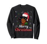 Merry Christmas Afro Black African American Woman Xmas Sweatshirt