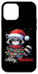 Coque pour iPhone 12 mini Chapeau de Père Noël avec lumières de raton laveur