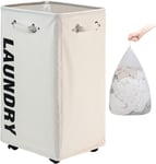 DOKEHOM 29-Inches X-Large Laundry Basket with Removable Wash Bag on Wheels, Col