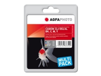 AgfaPhoto Multi pack - 4-pack - 11 ml - svart, gul, cyan, magenta - kompatibel - bläckpatron (alternativ för: Canon 6443B001, Canon 6444B001, Canon 6445B001, Canon 6446B001, Canon CLI-551BK XL, Canon CLI-551C XL, Canon CLI-551M XL, Canon CLI-551Y XL) - för Canon PIXMA iP8750, iX6850, MG5550, MG5650, MG5655, MG6450, MG6650, MG7150, MG7550, MX725