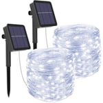 [2-pack] Solar String Lights Outdoor, 12m 100 LED Vattentät Outdoor Solar String Lights 8 lägen Dekorationsljus för Ga