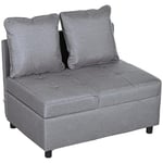 HOMCOM Canapé-lit canapé Convertible Fauteuil chauffeuse 1 Place Dossier inclinable 5 Positions avec 2 Coussins Conforts capacité de Charge 300 Kg Gris