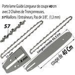 PACK Guide +2 chaines tronçonneuse 3/8" LP  0.050"  57 ent. 40 cm de coupe