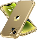 ORETECH 4 in 1 Case for iPhone 14 Case, with [2 x Tempered Glass Screen Protector] [Camera Protection] [Military Grade Protective] Thin Slim Fit Rubber Bumper iPhone 14 Phone Case Cover - Gold