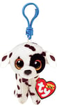 Ty Bague Porte-clés Beanie Boos Clips-Chien Dalmatiens-Luther-Blanc et Noir-avec Yeux Dorés Glitter-La Peluche aux Yeux Grands Paillettes - 12 Cm-35254, Multicolore, T35254