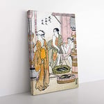 Big Box Art The Fish-Monger by Torii Kiyonaga Painting Canvas Wall Art Print Ready to Hang Picture, 76 x 50 cm (30 x 20 Inch), White, Grey, Cream, Brown