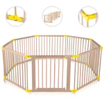 Parc Bébé en Bois 8 Éléments - réglable individuellement - premium Jaune - Baby Vivo