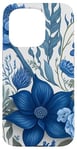 Coque pour iPhone 15 Pro Blue Flowers Design Cute Botanical Print Watercolor Floral