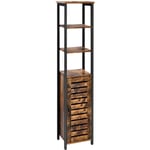 Helloshop26 - Meuble colonne meuble de rangement armoire de rangement haut pour salle de bain salon 37 x 30 x 167 cm style industriel noir et marron