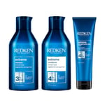 REDKEN, Shampoing + Après-Shampoing + Masque Fortifiants pour Cheveux Abimés, Riche en Protéines, Extreme, 300 ml + 250 ml + 250 ml