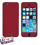 Sticker Autocollant Iphone 5 5s Se Design Cuir 3d Rouge Full Body