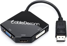 CableDeconn Grand adaptateur mâle vers femelle 3 en 1 DisplayPort DP vers HDMI/DVI/VGA.[V714]